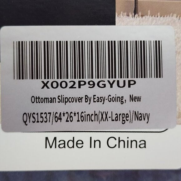 Easy Going Navy Blue Elastic Bottom Soft Stretch Ottoman Slipcover 64"x26"x16" - Picture 6 of 16